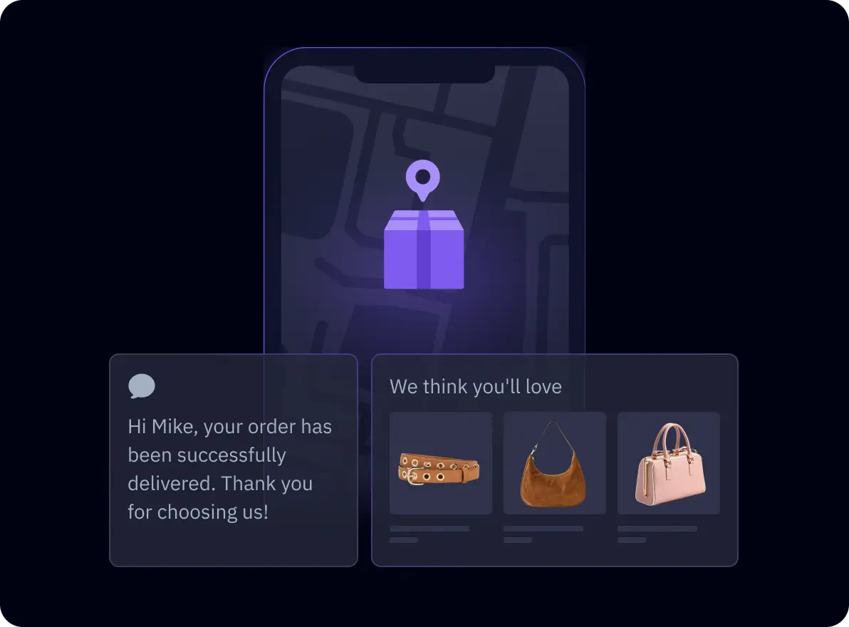TrackingMore delivery notification with product recommendations